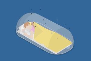 3D Isometric Flat Illustration of Sleeping Net, Mosquitoes Protection vector