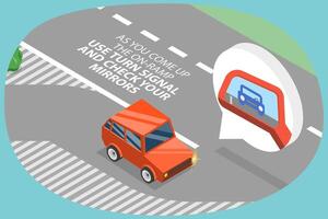 3D Isometric Flat Illustration of Merging onto a Highway, Safe Driving Tips vector