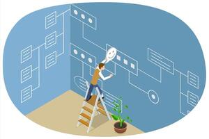 3D Isometric Flat Illustration of Workflow Process Or Scheme, Algorithm Flow Chart vector