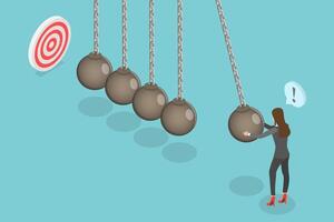 3D Isometric Flat Illustration of Newtons Cradle, Experiment, Education and Training vector