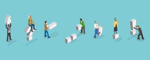 3D Isometric Flat Illustration of Punctuation Marks, Language Learning vector