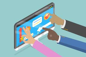 3D Isometric Flat Illustration of UX Design, WEB Development vector