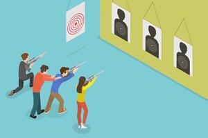 3D Isometric Flat Illustration of Weapon Shooting, Snipers Training vector