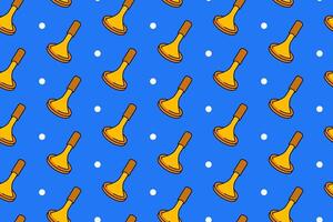 Stamp featuring a round dot pattern of yellow trumpet bells on a blue background, ideal for designs related to music or nature themes. vector
