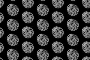 breaking system with disc break on break caliper engraving line art retro seamless pattern on black background for sport, automotive, garage, spare part, industry vector