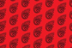 disc break on break caliper with fire engraving line art seamless pattern on red background. retro breaking system hatching pattern wallpaper for sport, automotive, garage, spare part, industry vector