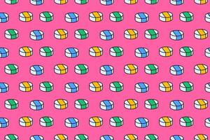 circle shaped eraser school stationery colorful seamless pattern on pink background. eraser rubber with rounded shape doodle decoration pattern background kids, school, college, science vector