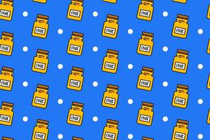Pattern of ink bottles and dots, suitable for stationery design, art supplies packaging, and creative backgrounds for various projects. vector