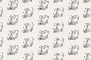 Seamless pattern of open books perfect for bookstores, educational websites, library branding, and stationery designs. Ideal for book lovers. vector