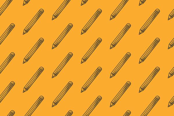 patterns of black pencils on a yellow background, great for stationery branding, educational materials, school supplies ads, and office themed designs.