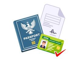 get us green card document. documents for getting passport vector