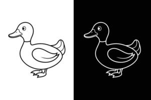 Simple line drawing of a duck for kids design illustration vector