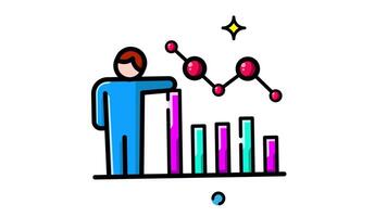 Animated Made in the uk a person points at a soaring bar graph. video