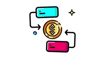 Animated Made in uk a flowchart with a gold coin at its center. video