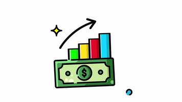 Animated Made in uk a bill with a chart and an arrow pointing up. video