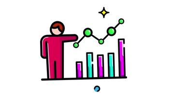 Animated Made in uk a person points to a graph with bars showing upward trends. video