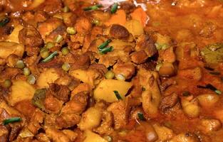 pork afritada with green onions photo