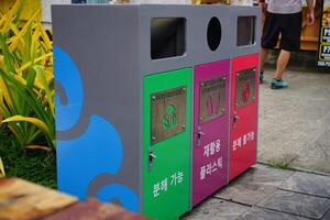 garbage can with different colors photo