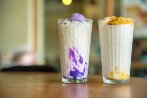 ube macapuno and mais con yelo photo