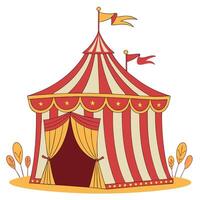 A circus tent with a red and gold color scheme. Stage background vector