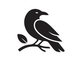 Silhouette of a crow perched on a branch vector