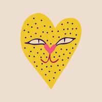 A cute quirky strange clockwork heart with a funny cat face vector