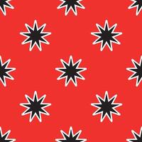 seamless pattern with black stars on red background vector