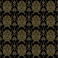 Black Golden bugs pattern. Bohemian pattern with beetles and lilly vector
