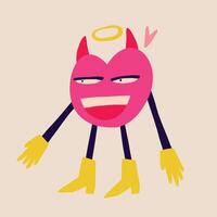 Funny strange Demon heart with a funny surprised face vector