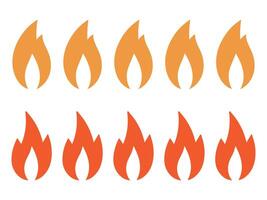 Set of flame icons in varying intensity levels. vector
