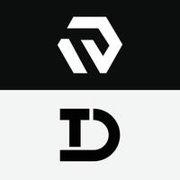letter Td or Dt minimal unique line art logo set vector