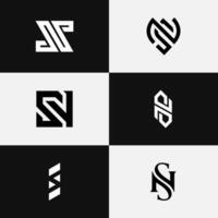 letter Sn or Ns abstract minimal abstract logo set vector