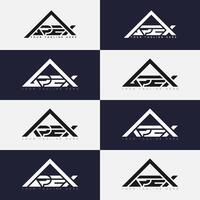 Apex 8 modern logo set with mountain peak symbol for adventure and tour branding vector
