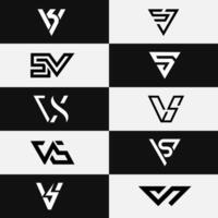 Minimal SV VS Initial Letter Logo Collection Design Set vector