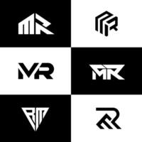MR Initial Monogram Logo Set Modern Minimal Design Collection vector