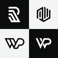 letter Wp or Pw initial minimalist trendy unique logo vector