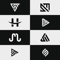 Letter SM Ms unique minimal geometric logo set vector