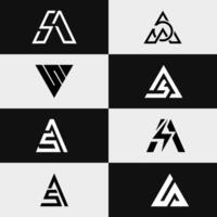 letter As or Sa abstract initial unique trendy logo set vector