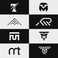 letter Tm or Mt abstract initial geometric simple logo set vector