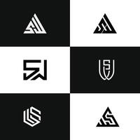 letter ws or sw Initial unique abstract logo set vector