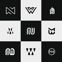letter Mw or Wm initial unique logo set vector