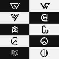letter Cw or Wc abstract initial simple logo aet vector