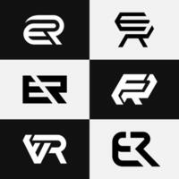 Letter Er Re initial minimal logo set modern clean design vector