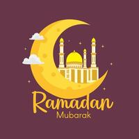 Bright Crescent Moon Shines for Ramadan Arrival vector