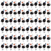 ostrich, cassowary with fruit as a pattern backgroundostrich, cassowary with fruit as a pattern background vector