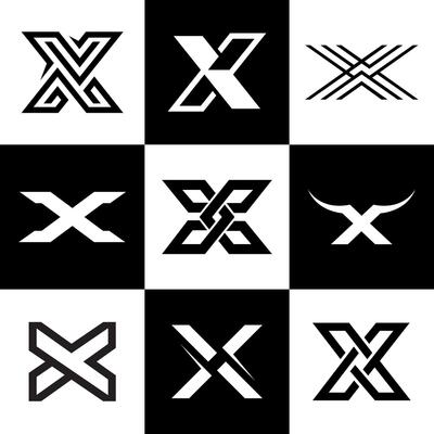 X Letter 9 Logo Set Modern Minimalist Branding Design Collection
