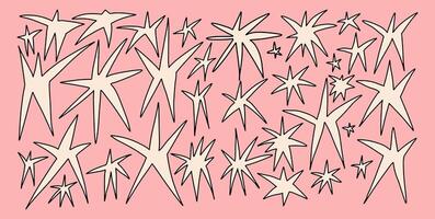 Set of different scribble hand drawn stars. Contemporary abstract decorative elements. vector