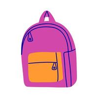 Hand drawn colorful backpack. Back to school modern flat illustration concept. Design element vector