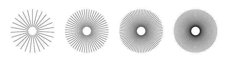 Sun star burst, rays. Circulars lines beams. Circle radial radiation lines. Spokes with radiating stripes grid. Abstract geometric pattern. vector