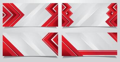 Set Red and white modern geometric abstract background vector